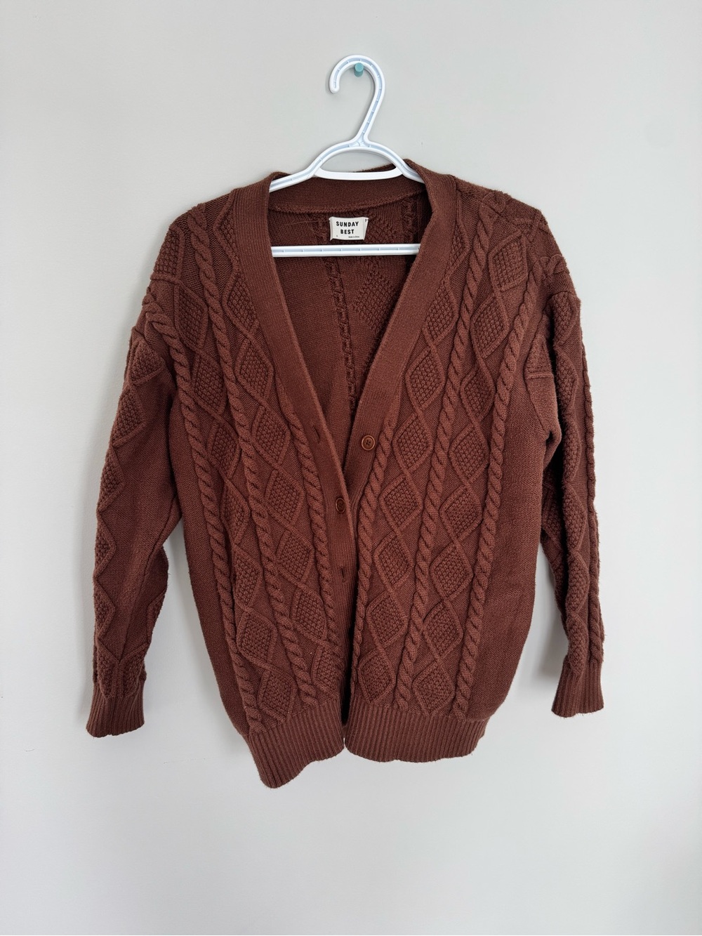 Sunday Best/Aritzia Chocolate Brown Cable Knit Cardigan